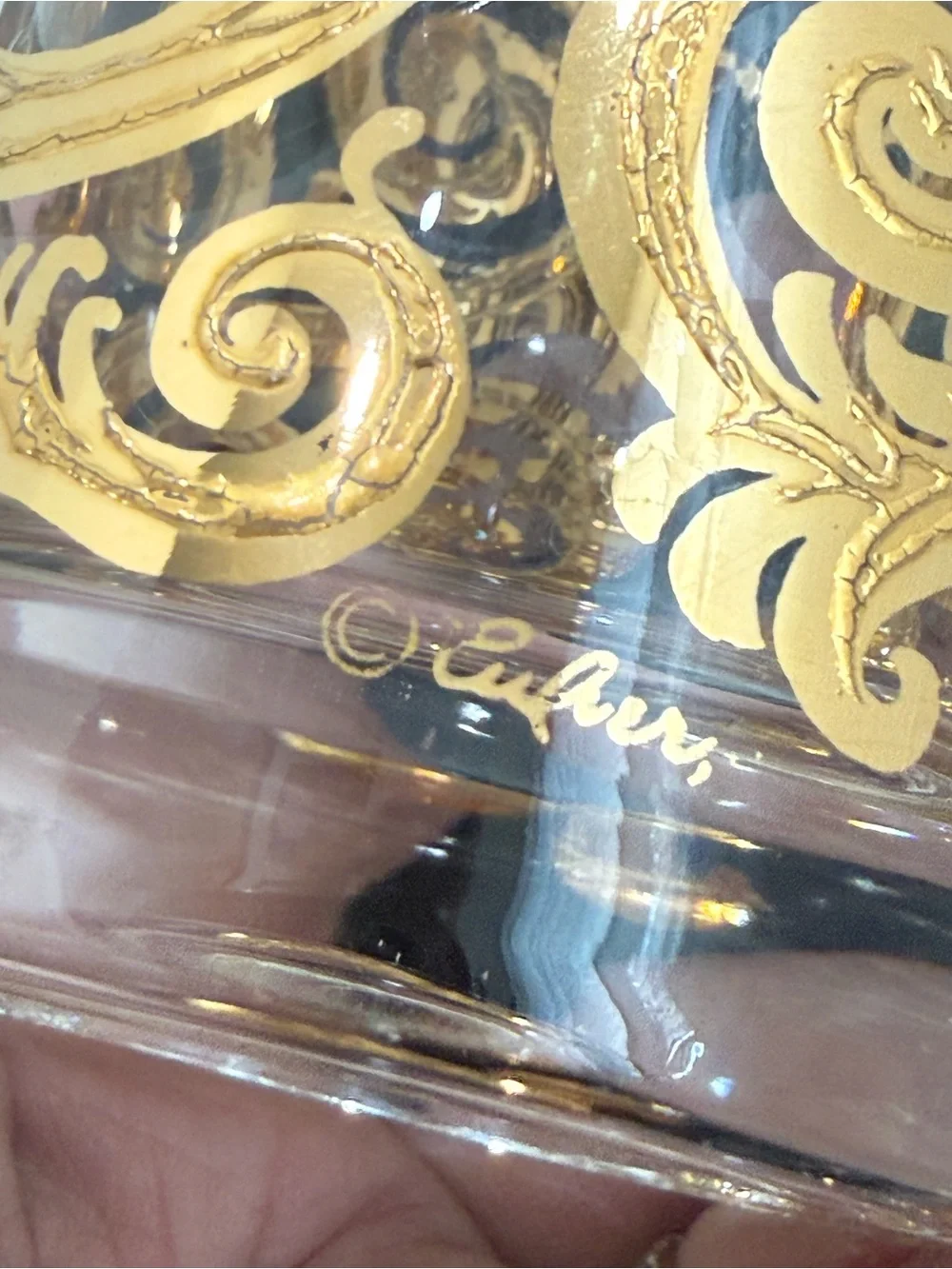Lot of 3 Vintage MCM Culver Scroll 22k Gold Gilt 5.5” Highball Tumbler Glasses